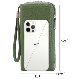 GOIACII Womens Wallet RFID Blocking Leather Zip Around Wallet Large Capacity Long Purse Credit Card Clutch Wristlet