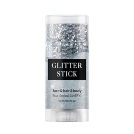 Face and Body Glitter Stick,Holographic Sparkling Neon Outfit Singer Concert Music Rave Festival Party Accessories Glitter Gel. (Silver)