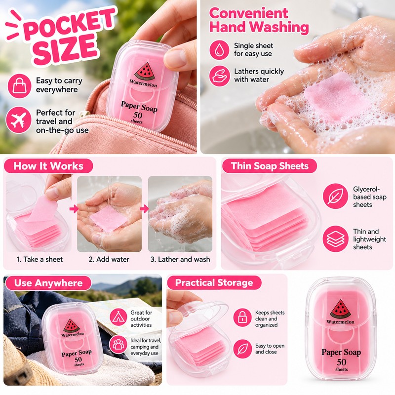 Portable Paper Soap Sheets for Hand Washing – Compact Disposable