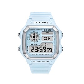 COJR Men's Digital Watch, 5 ATM, Waterproof, Multi-functional, Alarm, Stopwatch, Date, Day of the Week, LED Color Light, Popular, Running, Simple, Outdoor, Fashionable, Unisex, Japanese and English