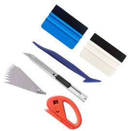 Vehicle Vinyl Wrap Window Tint Film Tool Kit Include 4 Inch Felt Squeegee, Retractable 9mm Utility Knife and Snap-Off Blades, Zippy Vinyl Cutter and Mini Soft Go Corner Squeegee for Car Wrapping