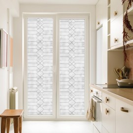 Artscape Gatehouse Large 36 x 72 Inch Window Film, Made in USA – Provides Privacy, Non-Adhesive, Textured Leaded Glass Pattern, UV Protection, Easy to Apply and Removable