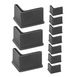 TEHAUX 10Pcs Shaped Rubber Leg Caps for Furniture Feet Non Slip Table Bed Frame Protectors Black Bed Frame Covers Floor Protector for Home Office Use