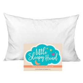 Little Sleepy Head Youth Pillow Case - 100% Made Cotton & Hypoallergenic Pillow Case - Snug Fit Envelope Pillowcase Enclosure - Youth Pillow 16x22 Size - (White Envelope) Design Travel Pillow Cover