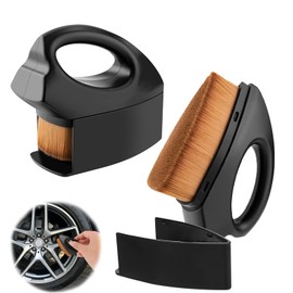 MEKEET 2PCS Car Tyre Dressing Applicator with Case Brown Detailing Tyre Shine Applicator Precision Tyre Brush Tyre Gel Applicator Easy Use Tyre Dressing Brush with Handle