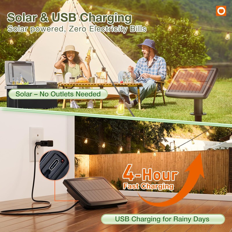 addlon 54(48+6) FT Solar String Lights Waterproof,Patio Lights Solar Powered