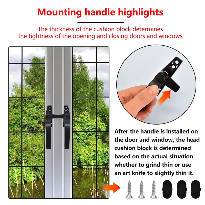 Kioiner 2 Pcs Casement Window Locking Handles, Aluminium Alloy Rotating