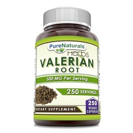 Pure Naturals Suplemento de raíz de valeriana | 500 mg | Cápsulas vegetales | Sin OMG | Sin gluten | Fabricado en Estados Unidos (250 unidades)