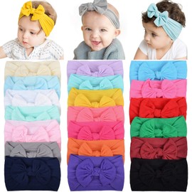YHXX YLEN Baby Headband Girls 20 Pieces Headbands Knot Headband Elastic Bows Turban Hair Band Knit Head Wraps, multicoloured