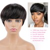 Huarisi Short Layered Pixie Cut Wig with Bangs Human Hair