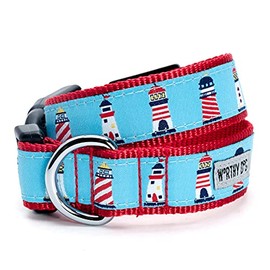 The Worthy Dog Lighthouses Dog Collar, Adjustable Breathable Nylon Pets Collar with Strong Quick Release Buckle Fits XL Dogs Blue