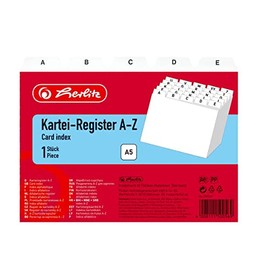 Herlitz A5 A-Z Guide Card/ Index Cards Register - White