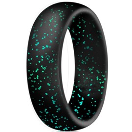 Jude Jewelers 6mm Width Medical Grade Silicone Material Dome Style Wedding Band Ring (Black Blue, 4)