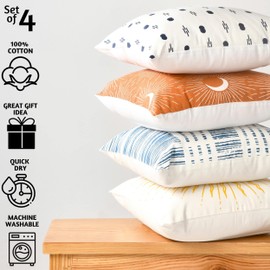 Folkulture Set of 4 Throw Pillows or Decorative Throw Pillow Cover, Reef (Celestial, 18" x 18")