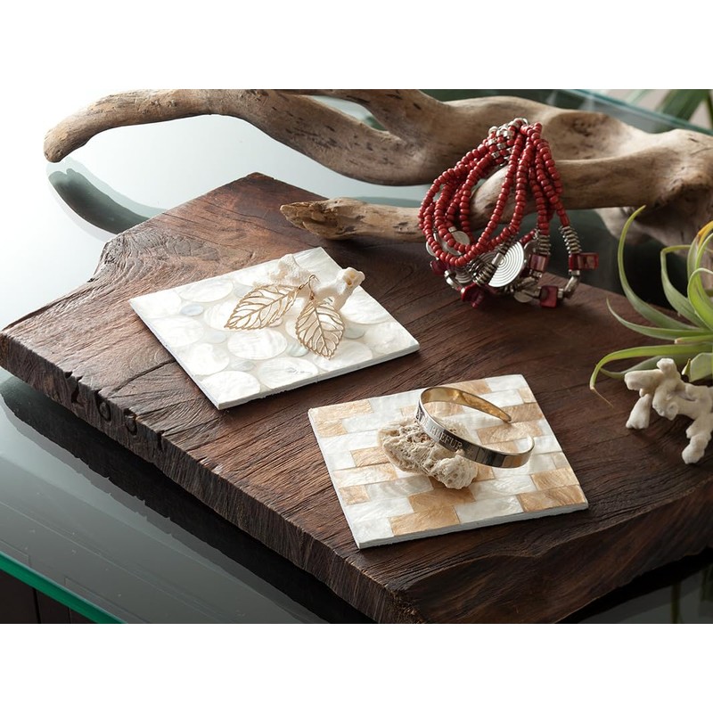Shell Coasters, Set of 5, Asian Goods, Natural Shells, Capiz,