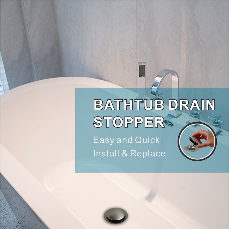 WS Brushed Nickel Bathtub Drain Stopper Universal Pop Up Bath