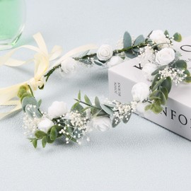 Flower Wreath Headband for Girls, Adjustable Headband for First Communion and Wedding - Girls Flower Wreath Hair Accessories