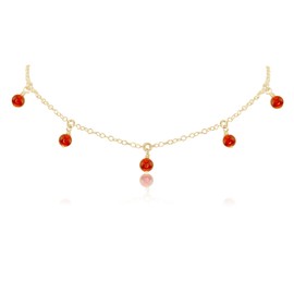 Carnelian Bead Drop Choker in 14k Gold Fill