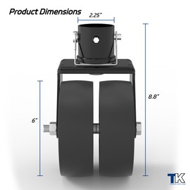 TOWKING 2000lbs Dual 6" Trailer Jack Swivel Caster, Wheel Replacement with Pin, Black
