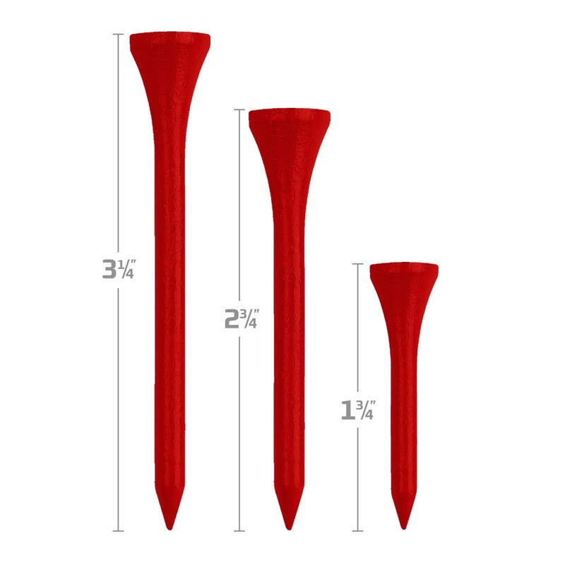 IZZO Golf Wood Golf Tees, 3.25 Inch, Red (Pack of
