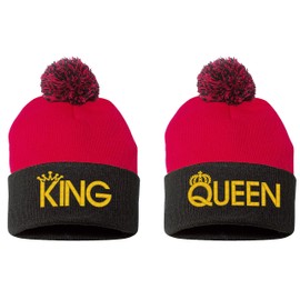 PP-BNE Embroidered King and QUEEN-PP-EM-0040-Red-Black