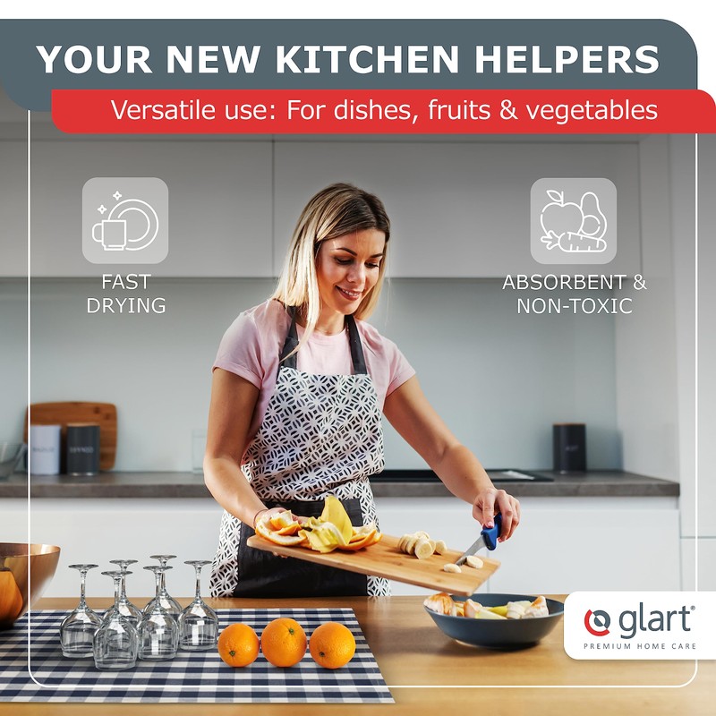 Glart Kitchen Towels, Pack of 5 Grey Tea Towels, 50