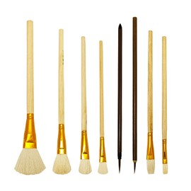 Tubaobei 8Pcs Pottery Glaze Brushes, Wool Pottery Tools and Supplies, Underglaze Brushes for Pottery, Paintbrush Set for Kids Adults Students