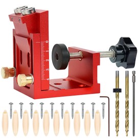 Pocket Hole Jig Kit, Pocket Dowel Hole Jig System Set Adjustable Woodworking Tools Wood Woodwork Guides Joint Angle Tool Carpentry Locator