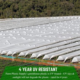 Farm Plastic Supply - String Reinforced 4 Year UV Resistant 10 mil White Greenhouse Plastic Sheeting - 4 Year UV Resistant Polyethylene Greenhouse Film, Hoop House Green House Cover (20' x 10')