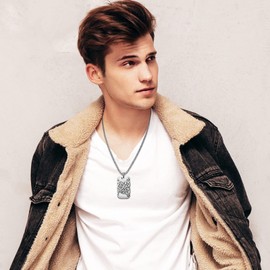 JewelryWe Men's Retro Steampunk Rotating Gear Dog Tag Pendant Necklace with 60 cm Chain Engraving Gift Silver, Stainless Steel
