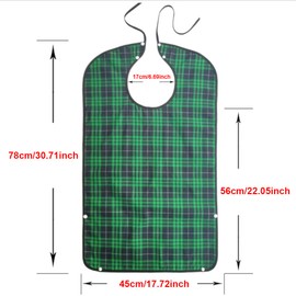 5PCS Green Adult Bib, Waterproof Mealtime Clothing Protector Bib with Food Catcher for The Elderly, Patient 78×45CM