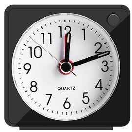 JOPHEK Mini Alarm Clock, Analogue, Travel Alarm Clock with Snooze Function and Light, Portable Quartz Alarm Clock for Bedroom, Office, Travel