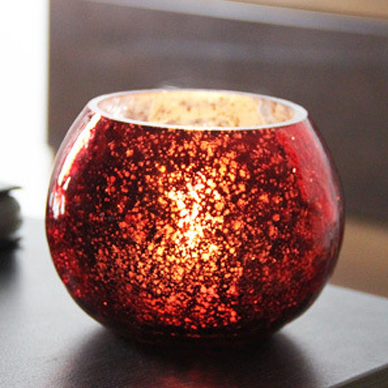 Round Glass Candle Holder Glass Tealight Votive Holder for Wedding