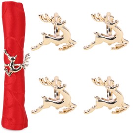 Christmas Concepts® Set of 4 Gold Napkin Rings – Luxury Christmas Serviette Holders – Table Settings (Reindeer)