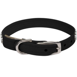 Susan Lanci Designs Ultrasuede Premium Dog Collar with Crystal Rocks, Black, X-Small