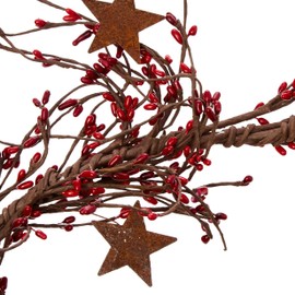 CWI Gifts Pip Berry and Star Garland, 40-Inch, Red/Burgundy