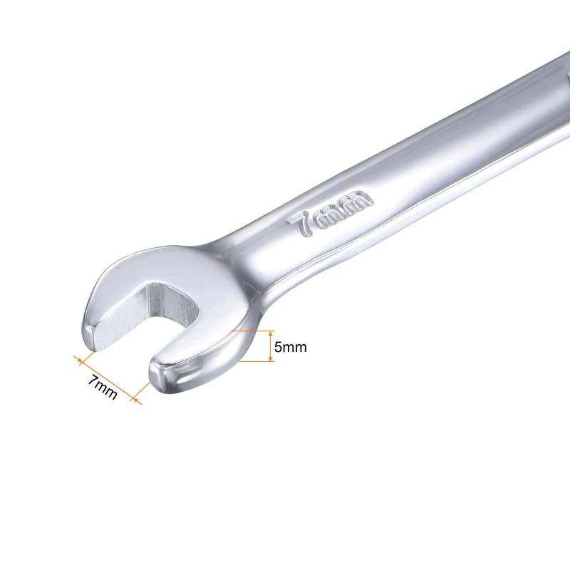 sourcing map 7mm Stubby Ratcheting Combination Wrench Metric 72 Teeth