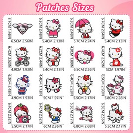 WUTAOBON 17Pcs Cute Cartoon Kitty Patches, Kids Embroidered Iron on/Sew on Applique Patches for Hats, Backpacks, Shirts, Shoes
