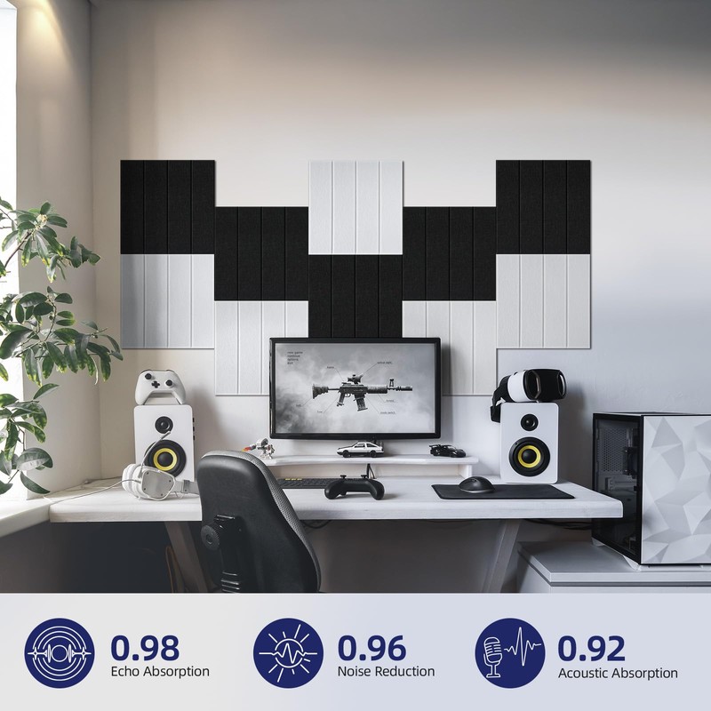 Vieshful Self Adhesive Acoustic Panels – 12"x12"x0.4" High-Density Soundproof Wall