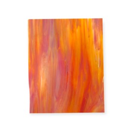 Wissmach Stained Glass Sheet and Mosaic Glass: White with Red Orange Swirl, Wisspy Opal (8"x6"-1 Sheet) by BiNARi Glass Studio