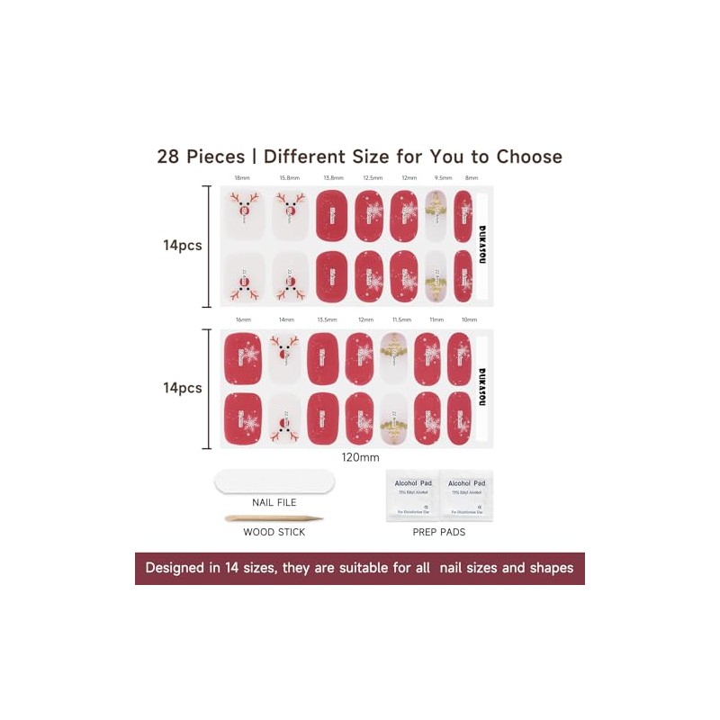 Tiras de gel semicuradas para uñas, 28 piezas de pegatinas
