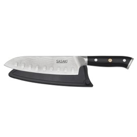 Sasaki Masuta Japanese AUS-10 Stainless Steel Santoku Knife with Locking Sheath, 7-Inch