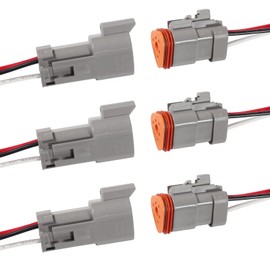 DIANN 3 Sets 3 Pin DT Connectors Waterproof Kit 3 Pin Connectors Male and Female Wire 16 AWG Waterproof Male Female Plug Socket Quick Disconnect for Car Truck Boat