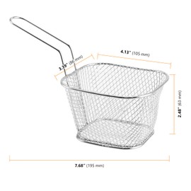 SEUNMUK 8 PCS Chip Serving Frying Baskets, Mini Chip Baskets with Handle, Mini Square Fry Baskets for Onion Rings, Fries, Chicken Wings, Silver