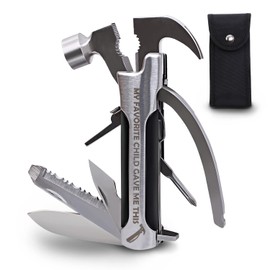 Fathers Gifts for Dad from Daughter Son MY FAVORITE CHILD GAVE ME THIS Hammer Multitool Camping, 12 In 1 Pocket Multi Survival Tools Cool Gadgets Christmas Birthday Gifts for Men Dad boyfriend