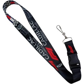 lanyard llavero Cordón Portacredencial, Negro con Rojo, checo perez 11Diseño de Carreras con Bandera a Cuadros, 1 Pieza