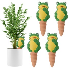 4Pcs Plant Watering Globes, Kalolary Frog Shape Self Watering Spikes Terracotta Drip Water Stakes Irrigation Watering Bulbs for Pot, Indoor, Outdoor, Vacation（Frog B）