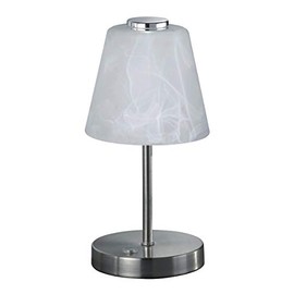 Reality Leuchten Emmy R52541907 LED Table Lamp, Metal, 2.5 Watt, Matte Nickel, Alabaster-Coloured Glass, White, 4x Touch