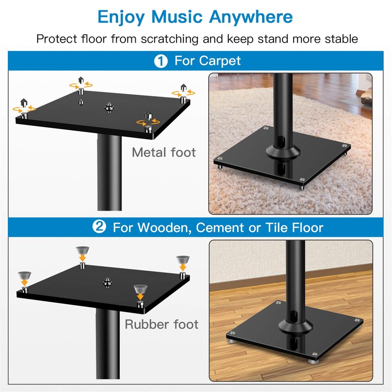 PERLESMITH Universal Floor Speaker Stands 26 Inch for Surround Sound,