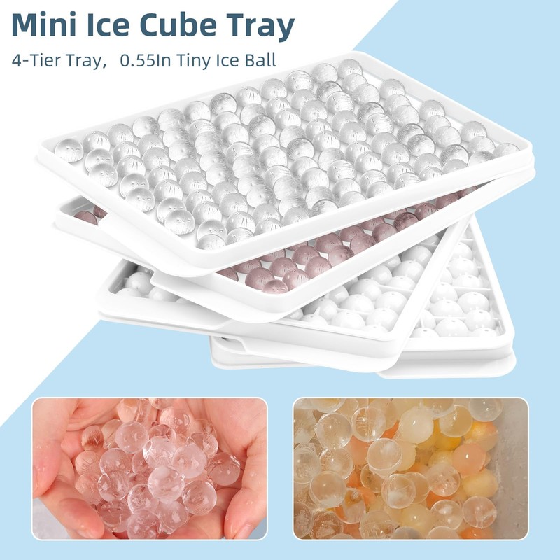WIBIMEN Mini Ice Cube Trays, Small Tiny Round Pebble Crushed
